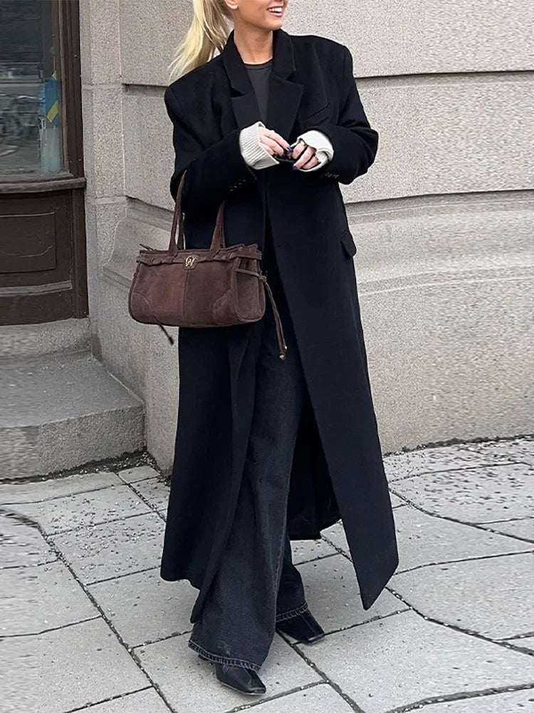 Women’s Long Overcoat with Lapel - Novela New York