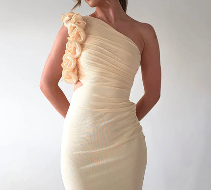 Liora | Asymmetrical Floral Dress & Sculpting Appeal - Novela New York