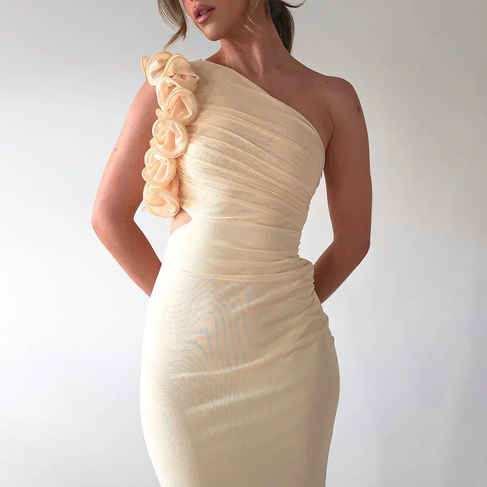 Liora | Asymmetrical Floral Dress & Sculpting Appeal - Novela New York