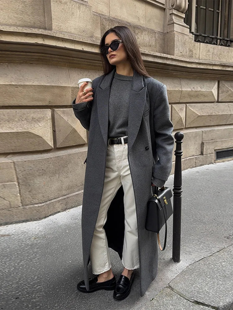 Women’s Long Overcoat with Lapel - Novela New York