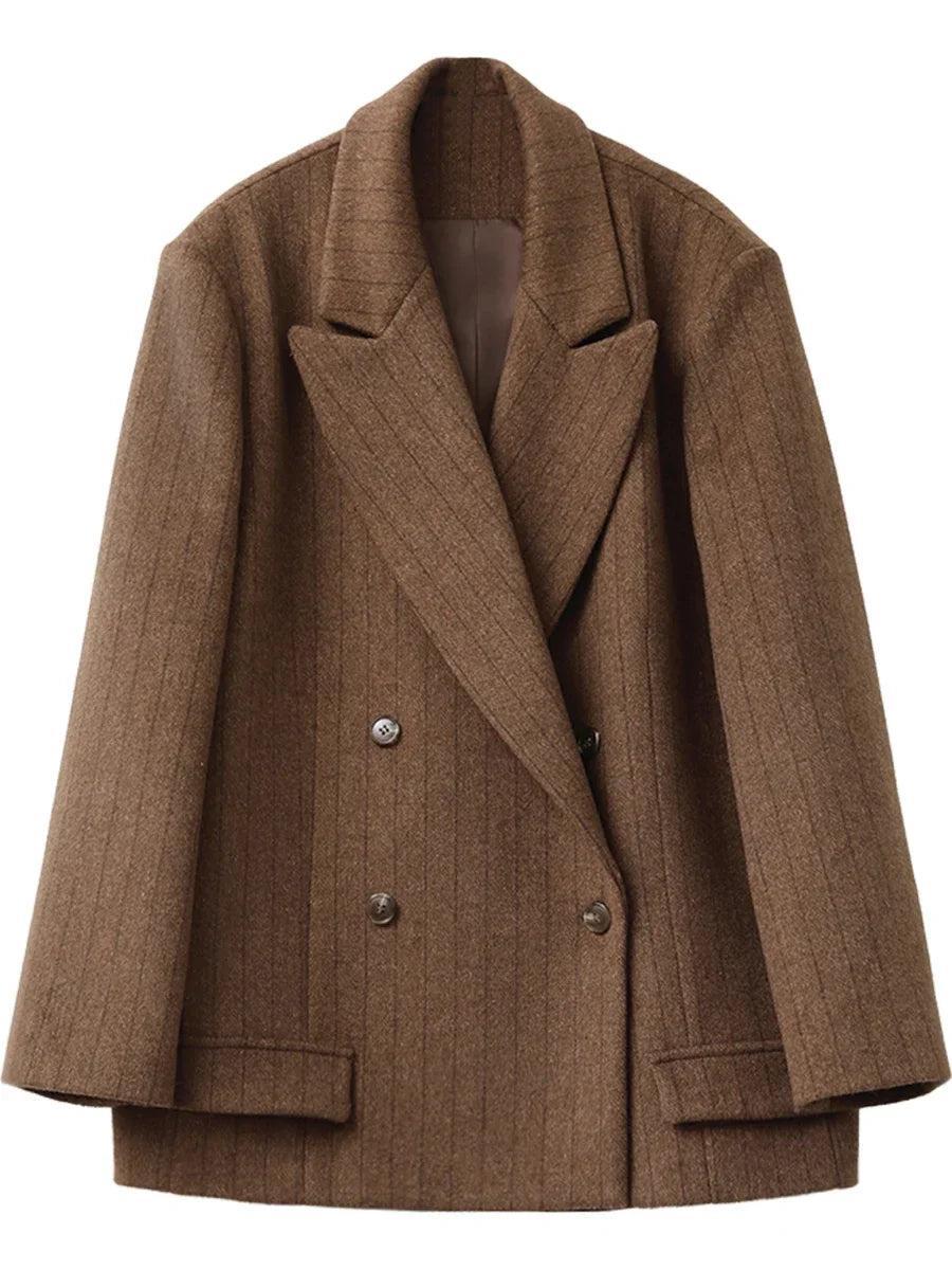 Women’s Loose Wool-Blend Blazer - Double-Breasted - Novela New York