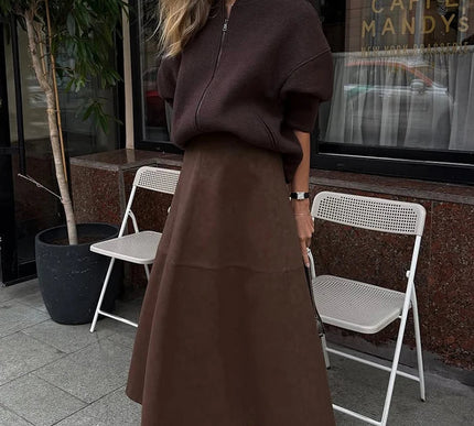 High-Waist Faux-Suede Skirt - Novela New York