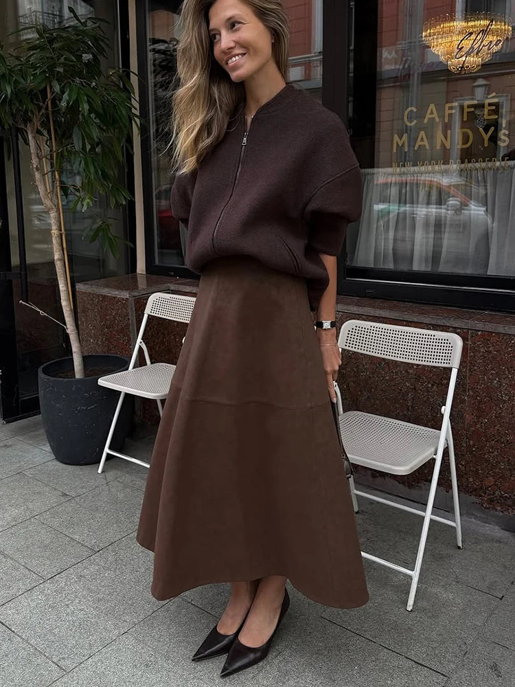 High-Waist Faux-Suede Skirt - Novela New York