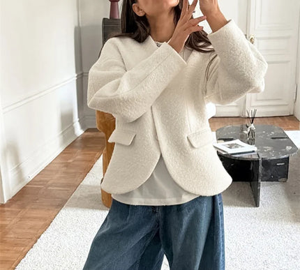 Women’s White Knit Jacket - Novela New York