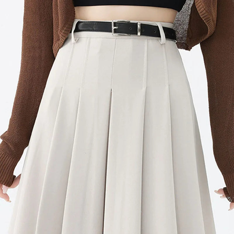 High-Waist Pleated Long Skirt - Novela New York