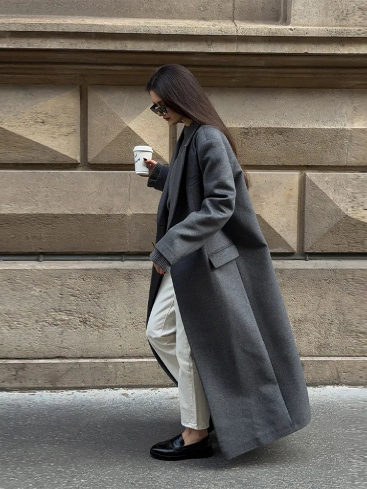 Women’s Long Overcoat with Lapel - Novela New York