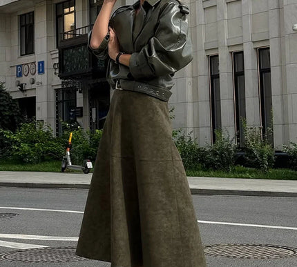 High-Waist Faux-Suede Skirt - Novela New York