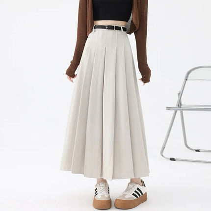 High-Waist Pleated Long Skirt - Novela New York