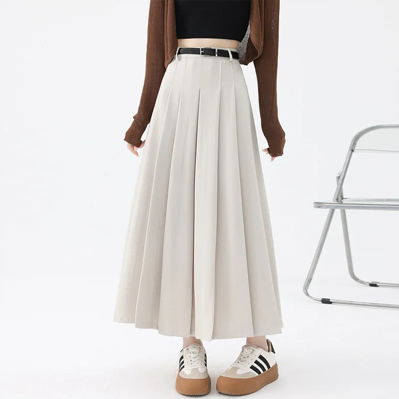 High-Waist Pleated Long Skirt - Novela New York