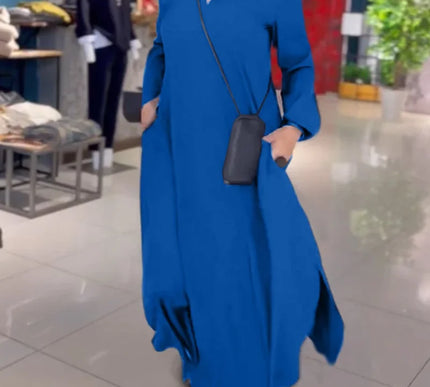 Helena™ | Long flowy dress with side slits - Novela New York