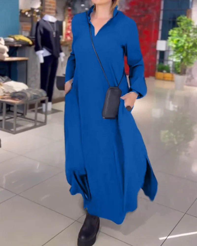 Helena™ | Long flowy dress with side slits - Novela New York