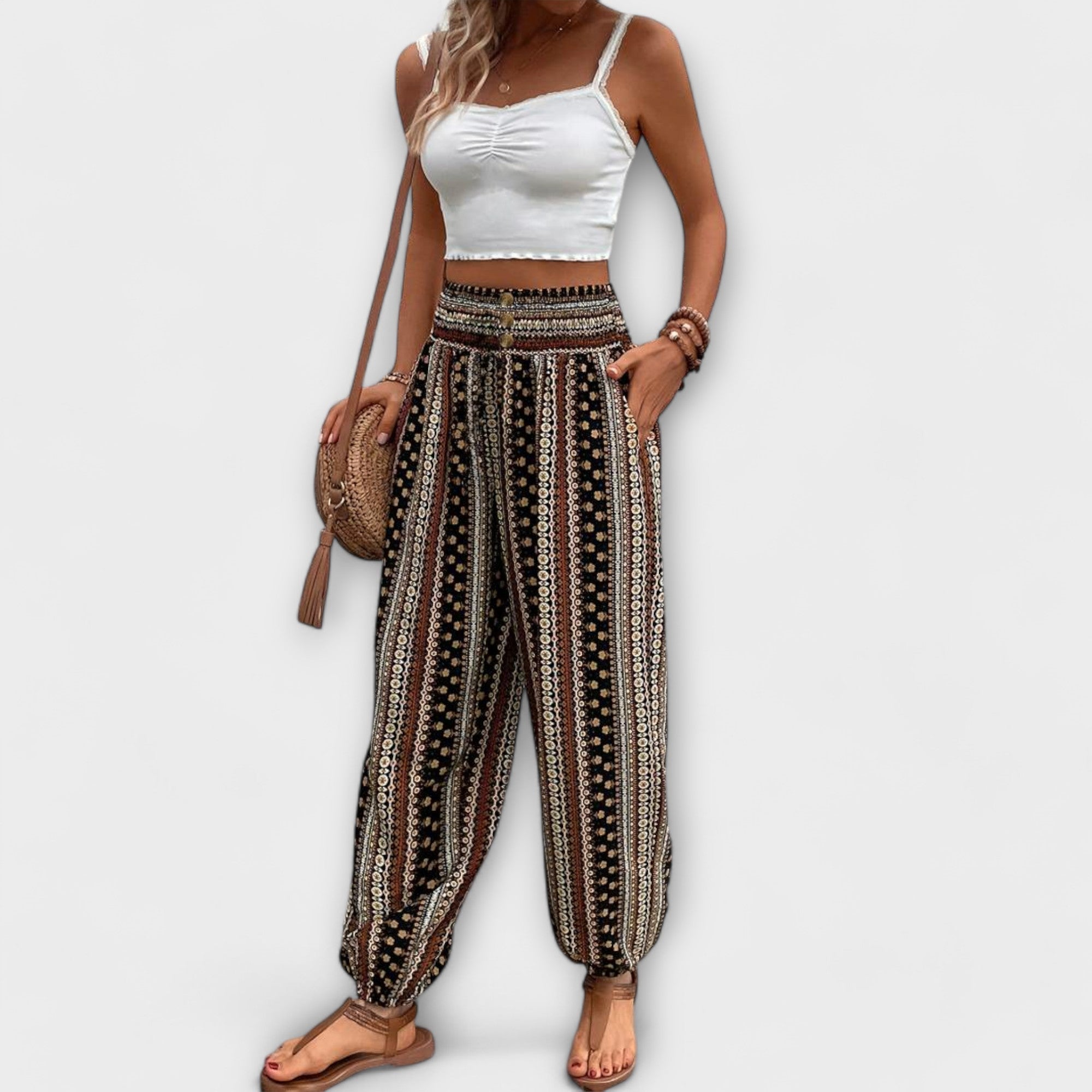 Scarlett - Pants with Ethnic Graphic - Novela New York