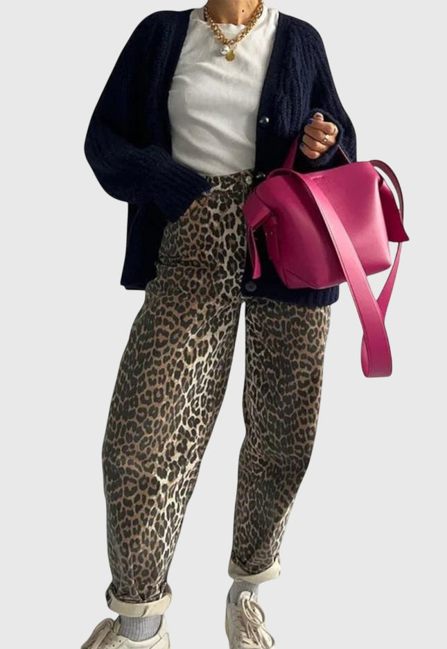 Chandra - Vintage Jeans with Leopard Print - Novela New York