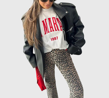 Chandra - Vintage Jeans with Leopard Print - Novela New York