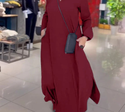 Helena™ | Long flowy dress with side slits - Novela New York