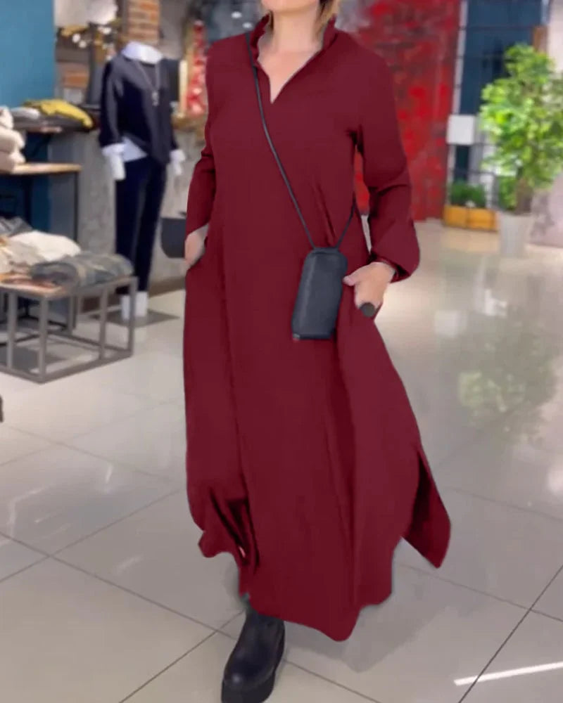 Helena™ | Long flowy dress with side slits - Novela New York