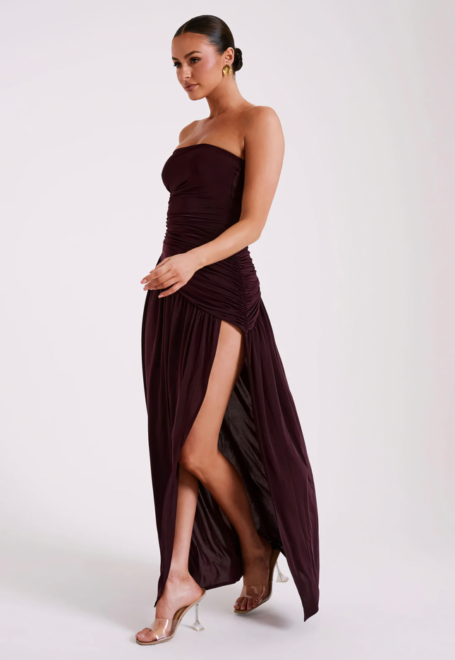 Lena | Draped Dress & Bold Slit - Novela New York