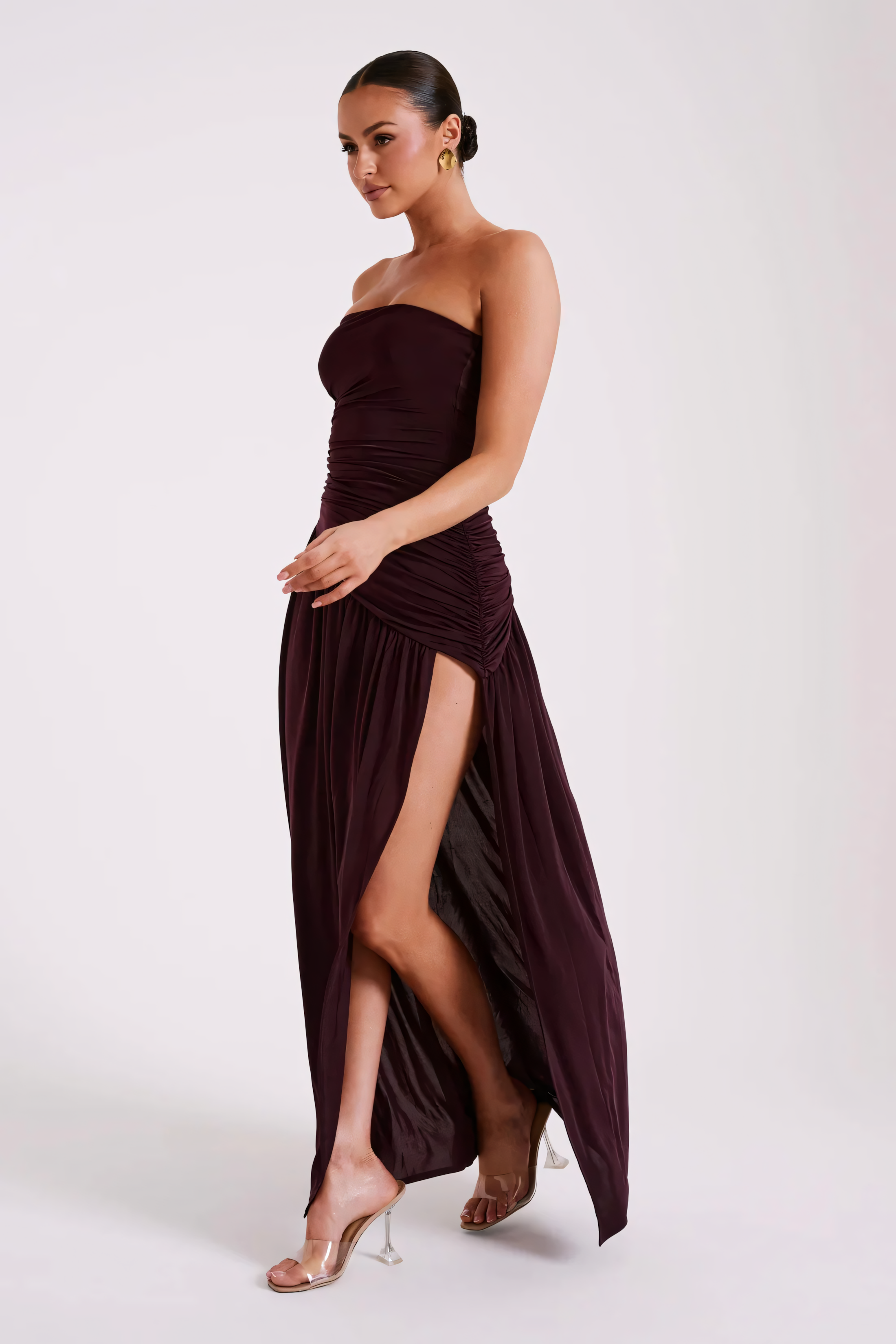 Lena | Draped Dress & Bold Slit - Novela New York