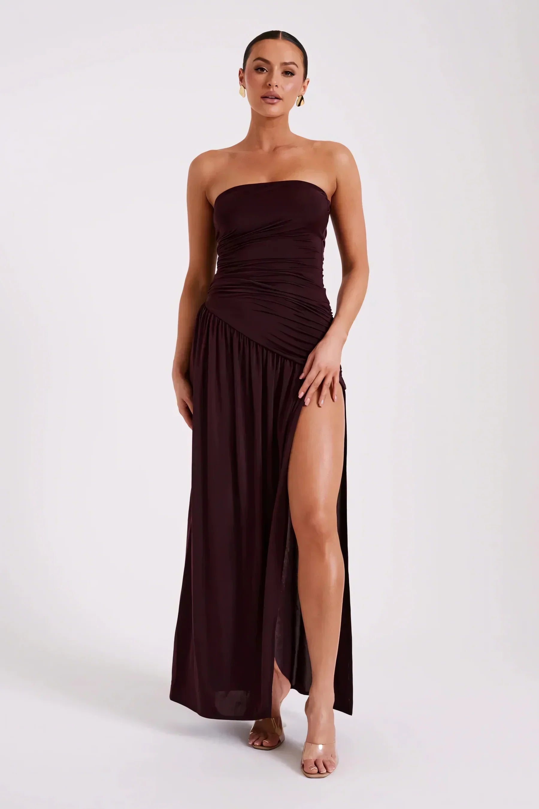 Lena | Draped Dress & Bold Slit - Novela New York